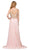 Dancing Queen - 2252 Cold Shoulder Sleeves Beaded A-line Prom Gown In Pink