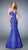 La Femme - 22530 Plunging Striped Mermaid Gown In Blue