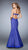 La Femme - 22530 Plunging Striped Mermaid Gown In Blue