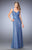 La Femme - Ruched Sleeveless Fitted Evening Gown 22551 in Blue and Multi-Color