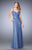 La Femme - 22551 Sleeveless Ruched Sheer Evening Gown In Blue
