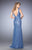 La Femme - Ruched Sleeveless Fitted Evening Gown 22551 in Blue and Multi-Color