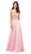Dancing Queen - 2259 Beaded Plunging Sweetheart Chiffon Prom Dress in Pink