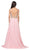 Dancing Queen - 2259 Beaded Plunging Sweetheart Chiffon Prom Dress in Pink