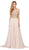 Dancing Queen - 2259 Beaded Plunging Sweetheart Chiffon Prom Dress in Nude