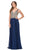 Dancing Queen - 2259 Beaded Plunging Sweetheart Chiffon Prom Dress in Blue