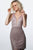 Jovani - 2403 Embellished Deep V-neck Sheath Dress In Pink