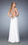 La Femme - 22610 Sleeveless Floral Applique Evening Gown In White