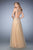 La Femme - 22613 Bedazzled V-neck A-line Dress in Gold