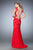 La Femme - 22617 Lacy Sleeveless Mermaid Evening Gown In Red