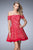 La Femme - 22621 Stripe Off Shoulder A-line Dress In Red