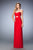 La Femme - 22624 Illusion Crystal Cutout Gown In Red