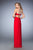 La Femme - 22624 Illusion Crystal Cutout Gown In Red