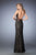 La Femme - 22660 V-Neck Lace Trimmed Evening Gown In Black