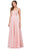 Dancing Queen - 2267 Sleeveless Scalloped Lace Illusion Prom Gown in Pink