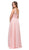 Dancing Queen - 2267 Sleeveless Scalloped Lace Illusion Prom Gown in Pink