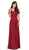 Dancing Queen - 2268 Short Sleeve Illusion Lattice Ornate A-Line Prom Gown In Red