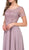 Dancing Queen - 2268 Short Sleeve Illusion Lattice Ornate A-Line Prom Gown In Brown