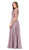 Dancing Queen - 2268 Short Sleeve Illusion Lattice Ornate A-Line Prom Gown In Brown