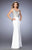 La Femme - Metallic Embellished Sleeveless Fitted Dress in White