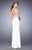 La Femme - Metallic Embellished Sleeveless Fitted Dress in White