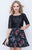 Nina Canacci - 227 Floral Scoop A-Line Cocktail Dress In Black