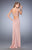 La Femme - 22713 Sleeveless Jeweled Cutout High Slit Jersey Gown in Pink
