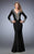 GiGi - 22714 Embellished V-neck Trumpet Dress in Black