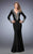 GiGi - 22714 Embellished V-neck Trumpet Dress in Black