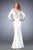 GiGi - 22714 Embellished V-neck Trumpet Dress in White and Neutral
