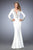GiGi - 22714 Embellished V-neck Trumpet Dress in White and Neutral