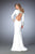 GiGi - 22714 Embellished V-neck Trumpet Dress in White and Neutral