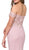 Dancing Queen - 2274 Sheer Floral Embroidered Off Shoulder Prom Dress in Pink
