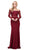 Dancing Queen - 2275 Long Sleeve Scalloped Off Shoulder Prom Gown in Red