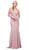 Dancing Queen - 2275 Long Sleeve Scalloped Off Shoulder Prom Gown in Pink