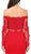 Dancing Queen - 2275 Long Sleeve Scalloped Off Shoulder Prom Gown in Red