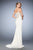 La Femme - 22755 Stretch Satin Sheath Dress In White