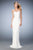 La Femme - 22755 Stretch Satin Sheath Dress In White