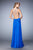 La Femme - 22762 Bedazzled Deep V-neck A-line Dress In Blue