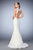 La Femme - 22768 Lace Deep V-neck Mermaid Dress In White