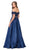 Dancing Queen - 2279 Embroidered Scalloped Off Shoulder Prom Gown in Blue