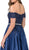 Dancing Queen - 2279 Embroidered Scalloped Off Shoulder Prom Gown in Blue