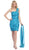 Eureka Fashion - 2280 One Shoulder Pleated Charmeuse Cocktail Dress In Blue