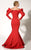 MNM Couture - Long Sleeve Off-Shoulder Mermaid Dress 2285A in Red