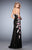 La Femme - 22914 Strapless Lace and Floral Detail Evening Gown In Black