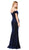 Dancing Queen - 2295 Fitted Off Shoulder Strap Prom Dress in Blue