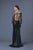 Alyce Paris - Sleek Bateau Sheath Long Evening Gown with Crystal Cuffed Long Sleeves and Side Slit 2295 In Black