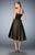 La Femme - 22961 Strapless Dot and Stripes Tea Length Dress in Black and Neutral
