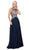 Dancing Queen - 2297 Sheer Embroidered Pleated Prom Dress in Blue