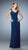 La Femme - 22974 Beaded Lace Cap Sleeve Long Gown In Navy